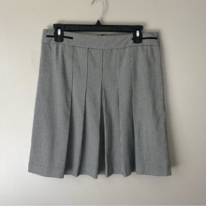 Ann Taylor LOFT Skirt A Line Pleated Houndstooth Stretch Black White 6